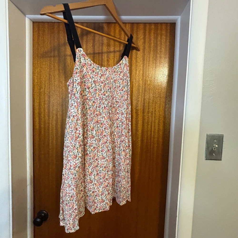 Volcom Floral Mini Dress Small Pink Ditsy Smocked Back Adjustable Straps